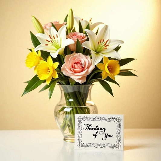 Soft floral arrangement symbolizing care, support, and heartfelt emotion—perfect for thinking of you occasions