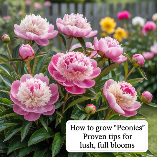 Lush pink peonies in full bloom, showing healthy growth and vibrant petals perfect for gardens and spring bouquets.