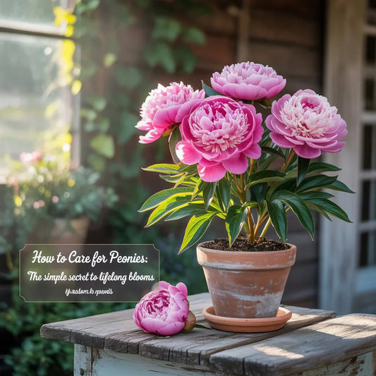 Pruning peonies in fall to promote healthy blooms and prevent disease for the next spring season.