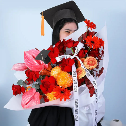 Graduation Celebration Bouquet - Black Petals