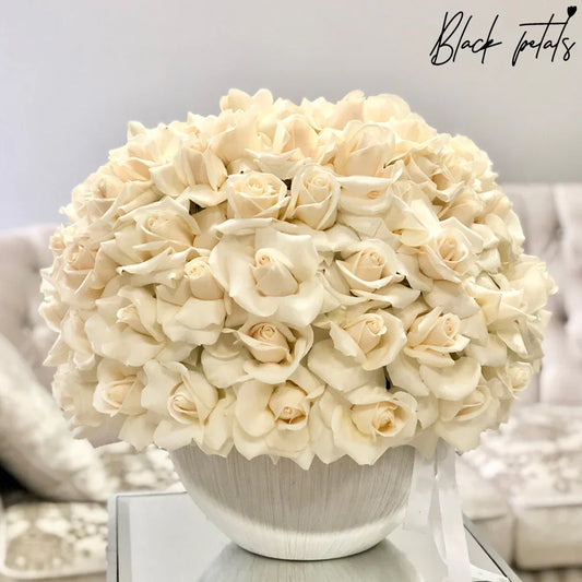 100 Delicately Reflexed Roses - Black Petals