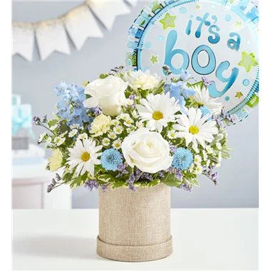 Welcome Baby Boy - Black Petals