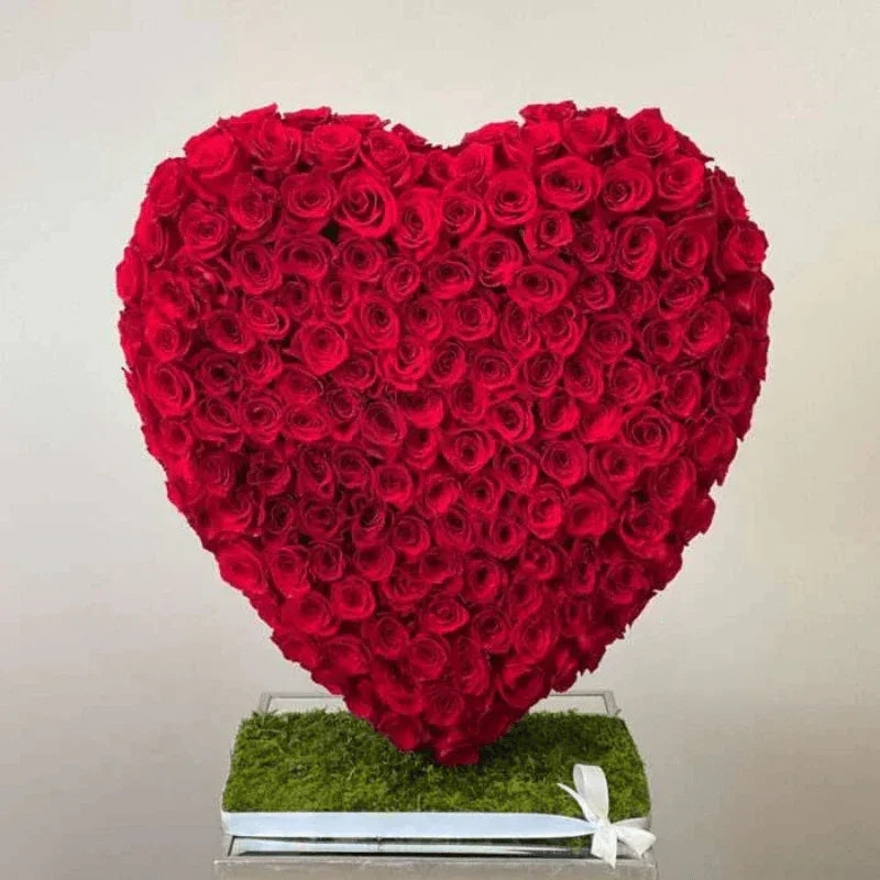 1 Black Petals Medium Standing Heart - Black Petals