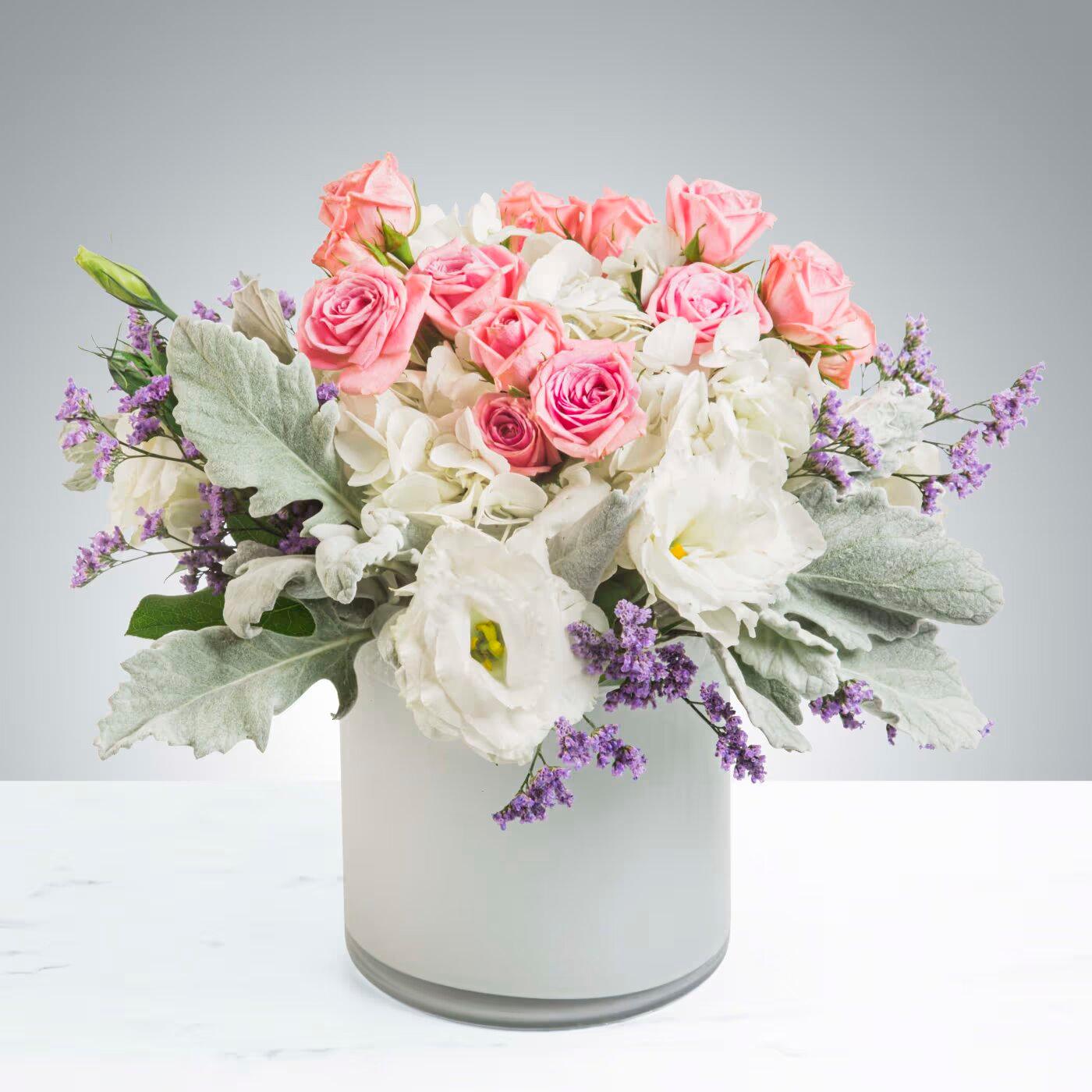 White Spring Garden Bouquet - Black Petals