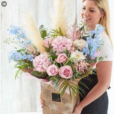 Lily Free Hand Tied Bouquet - Black Petals