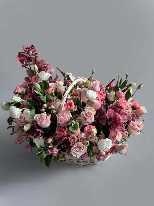 Pink Flower Basket - Black Petals