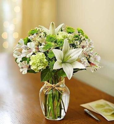 Serene Green Spring Bouquet - Black Petals