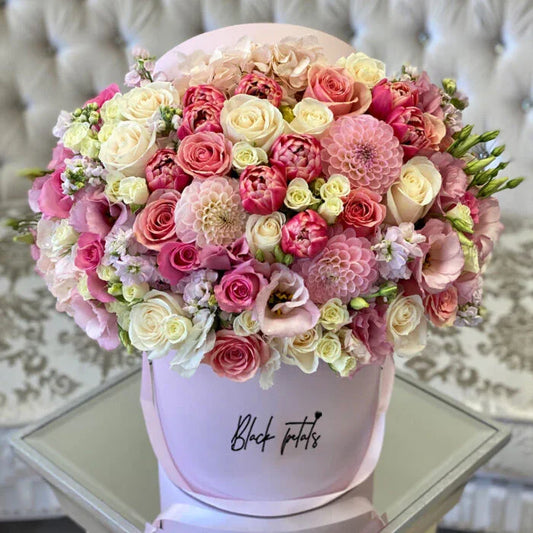 Pink-Full With White Roses - Black Petals