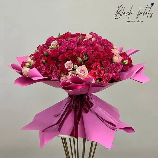 Fuchsia Queen Hand-Tied Bouquet - Black Petals