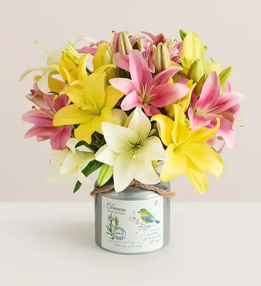 Sweet Spring Lily Bouquet - Black Petals