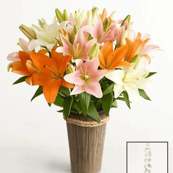 artificial lily flower bouquet Vibrant Summer Lily – NYC Orange Blooms – Black Petals