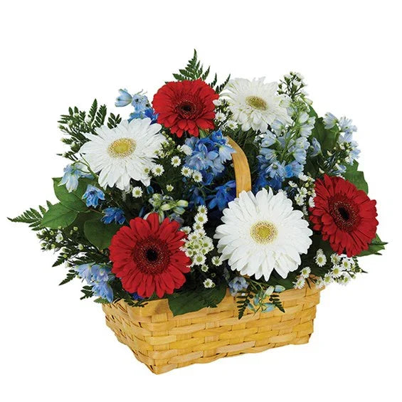 Salute To The Red, White & Blue Basket - Black Petals