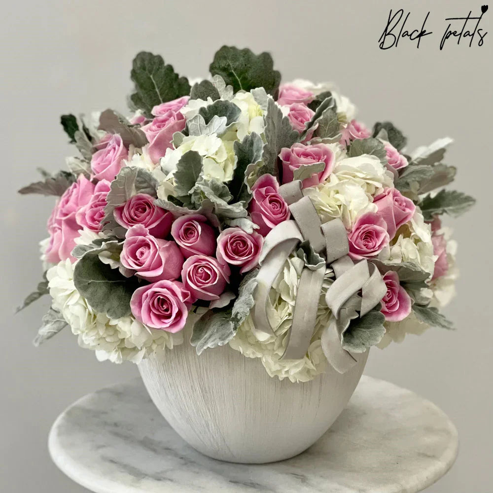 Beauteous Blooms In A Vase - Black Petals