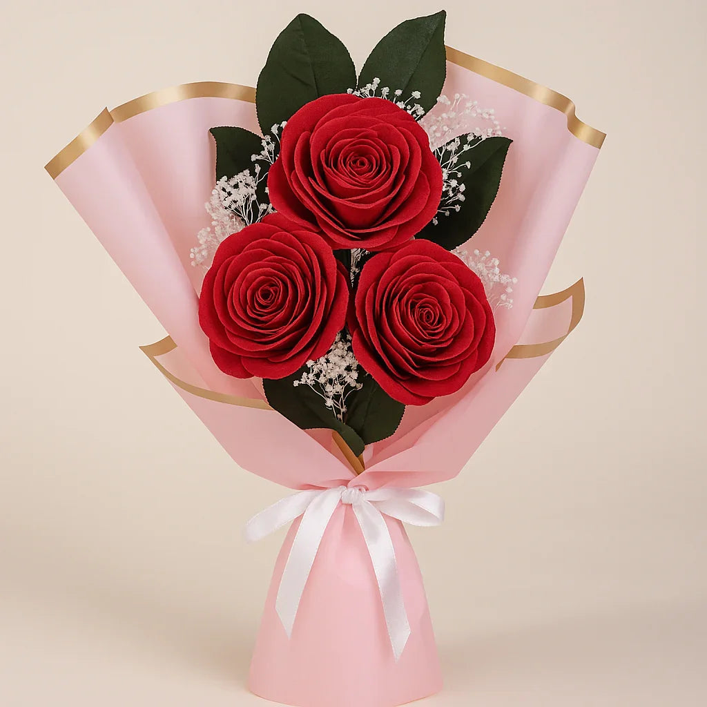 Simply Red Finished Bouquet - Black Petals