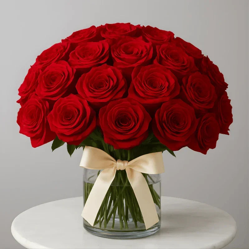 Clean And Classic Roses In A Vase - Black Petals