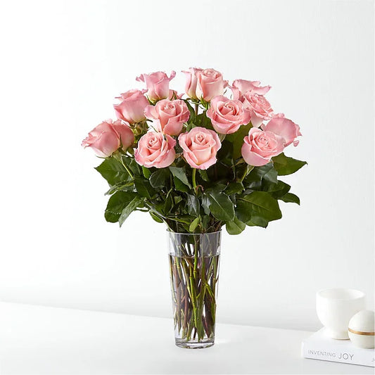Long Stem Pink Rose Bouquet - Black Petals