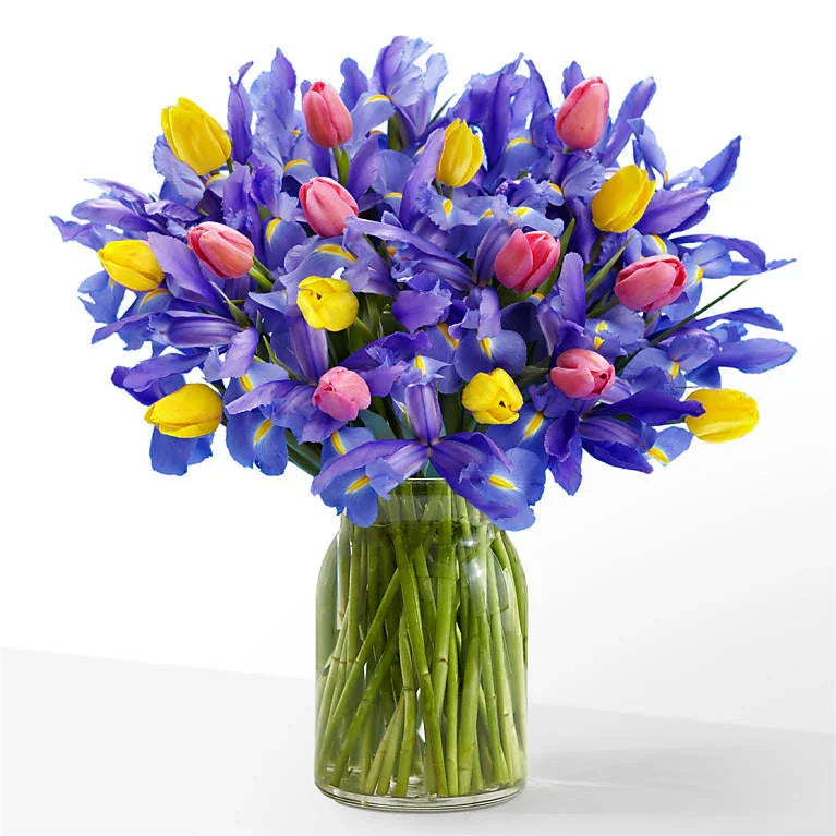 Bejeweled Tulip & Iris Bouquet - Black Petals