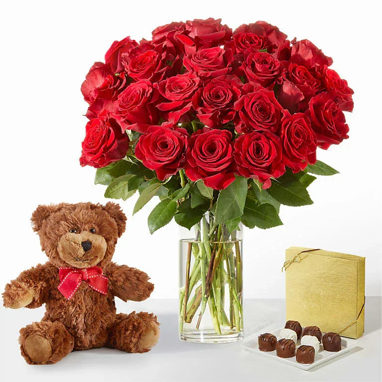 Red Roses Gift Sets - Black Petals