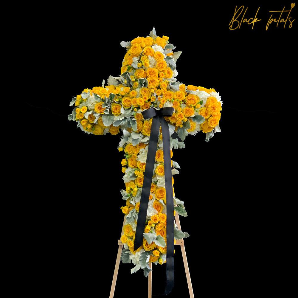 Yellow Standing Cross BP Sympathy - Black Petals