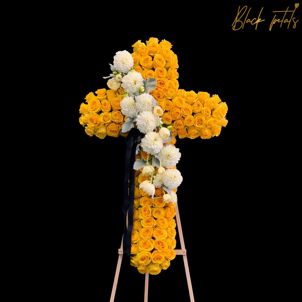 Roses & Dahlias BP Standing Cross - Black Petals