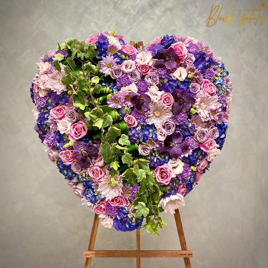 Pink and Lavender Heart BP Sympathy - Black Petals