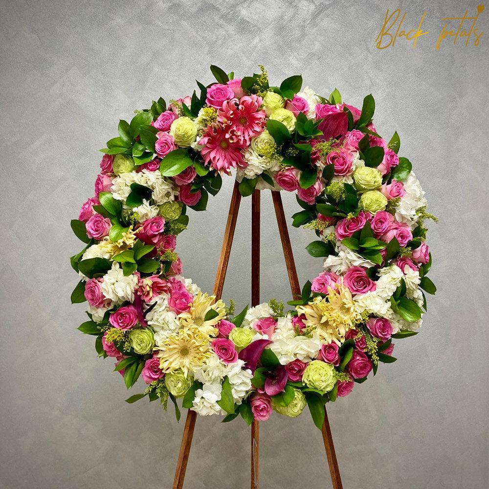 Wreath of Heaven BP Sympathy Standing Circle - Black Petals