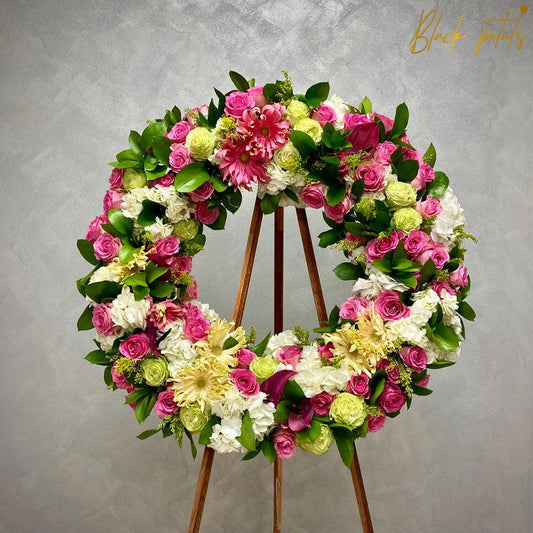 Wreath of Heaven BP Sympathy Standing Circle - Black Petals