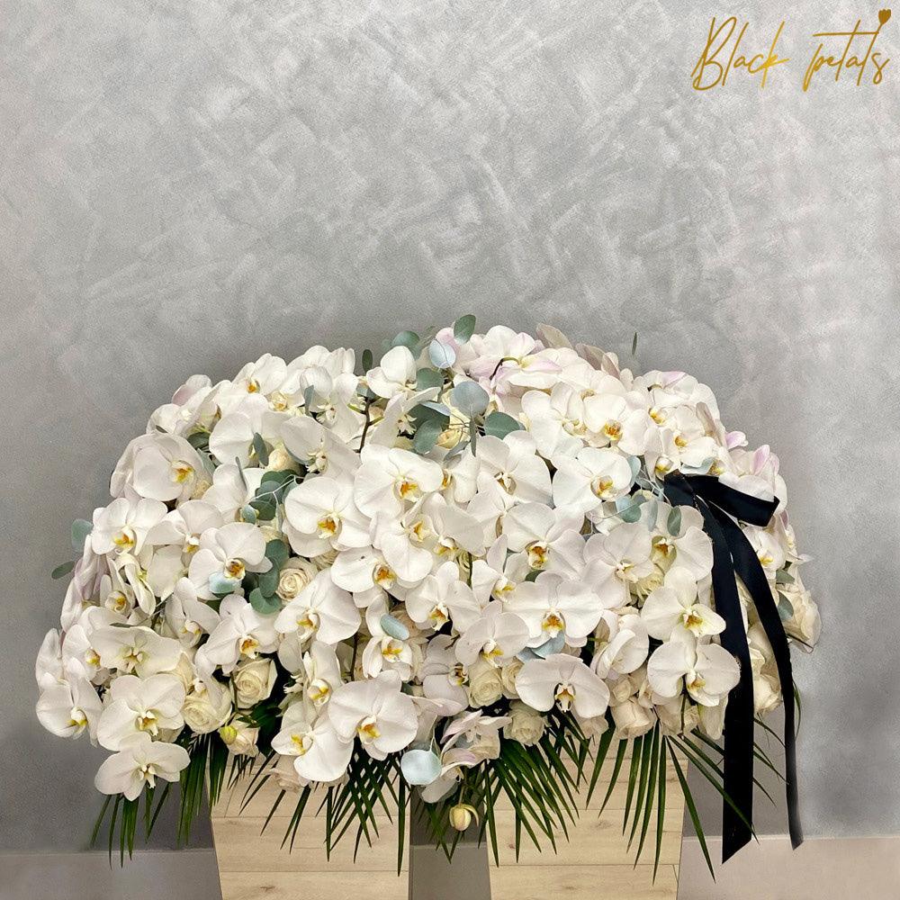 Orchid Heaven Casket Cover BP Sympathy - Black Petals