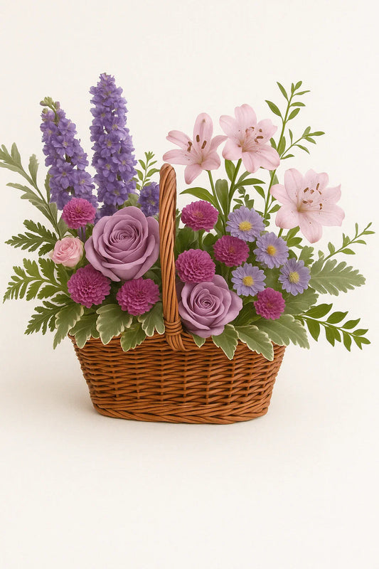Lavender Meadow Basket by black petals - Black Petals