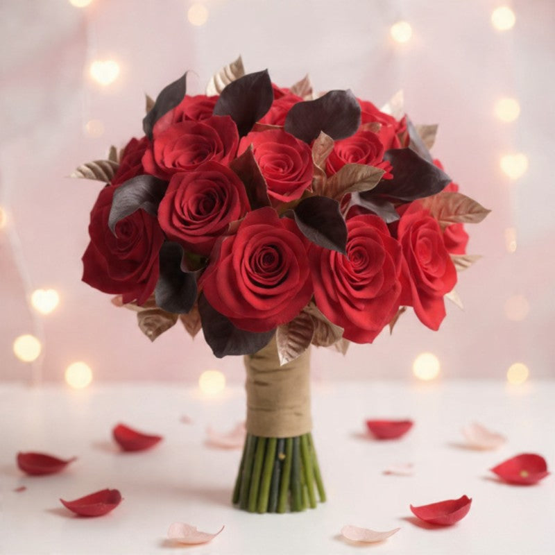 Red Rose Bouquet - Black Petals