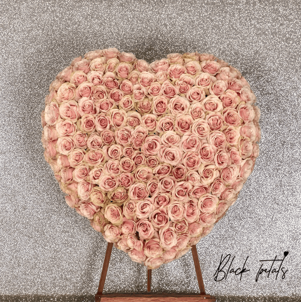 Pink Heart - Black Petals