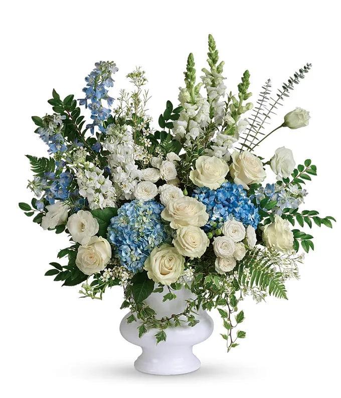 Blue Remembrance Sympathy Bouquet - Black Petals