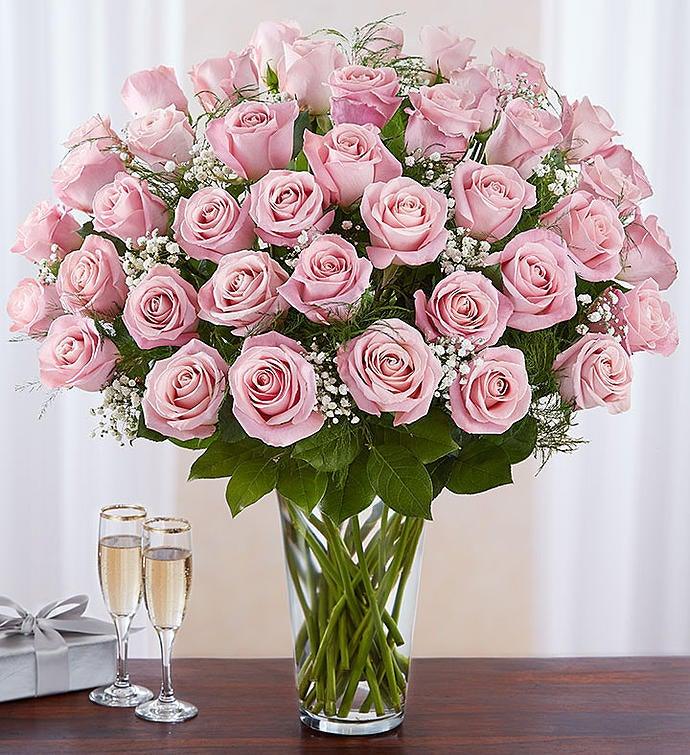 Black petal Ultimate Elegance Long Stem Pink Roses - Black Petals