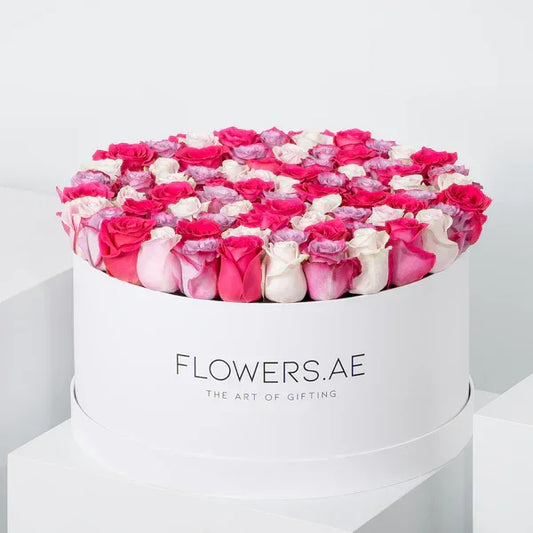 Valentine XXL Blush Roses Hatbox - Black Petals