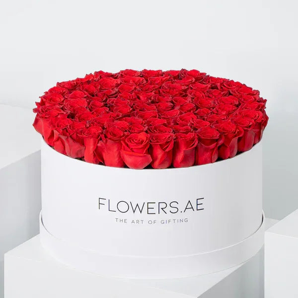 Valentine XXL Red Roses Hatbox - Black Petals