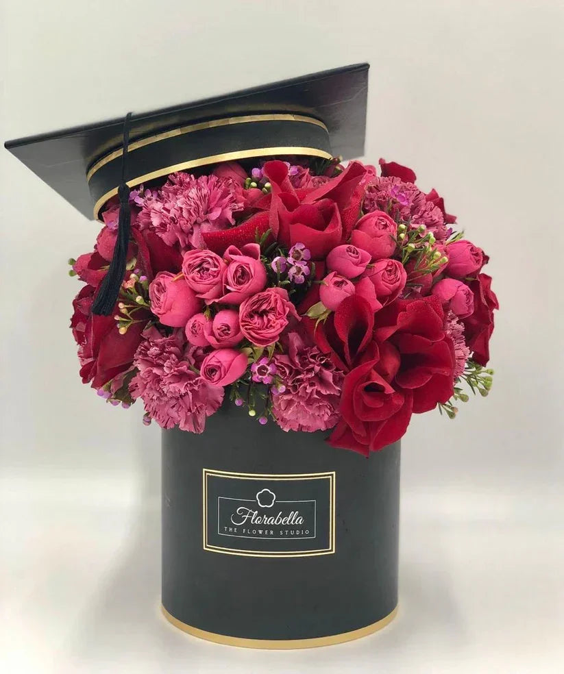 Dark Pink Box and Cap - Black Petals