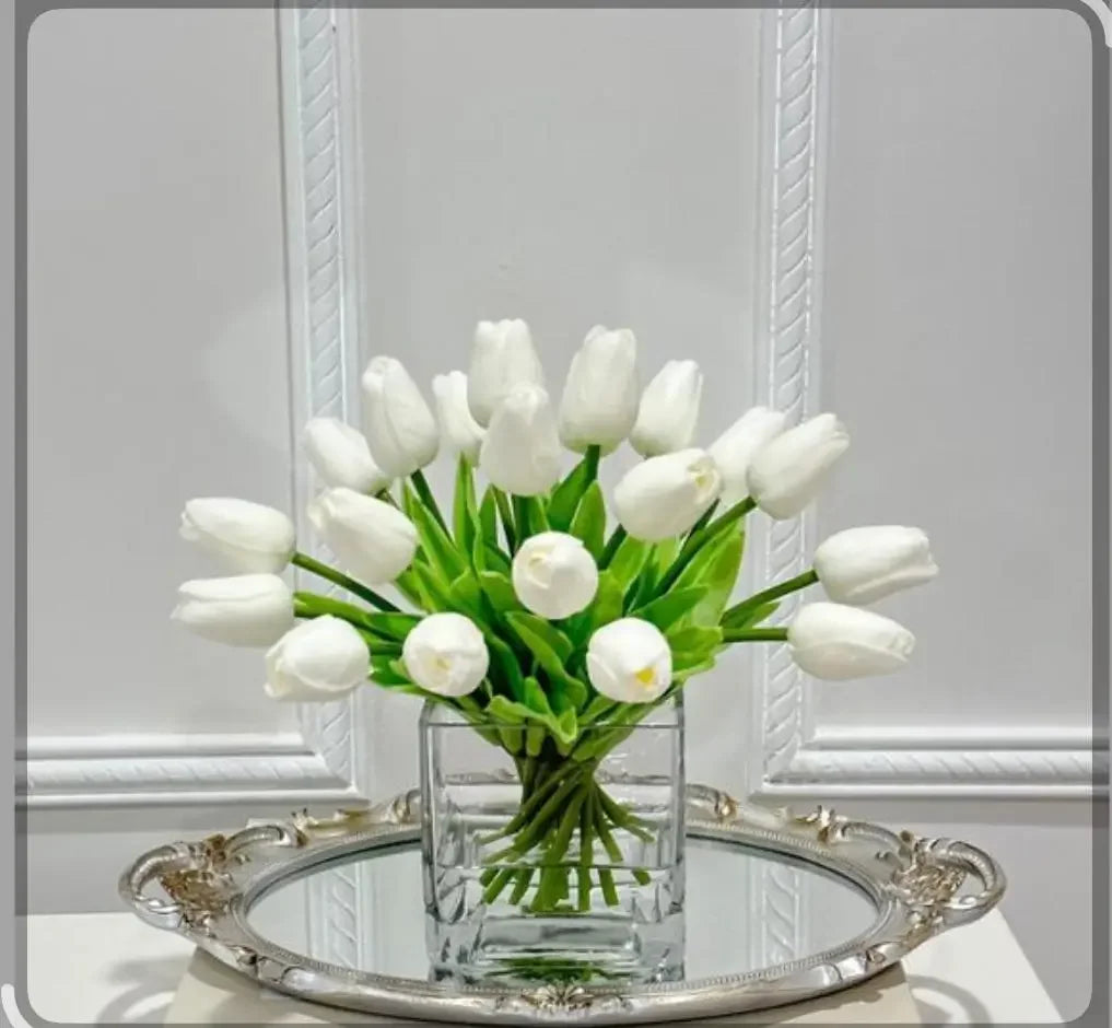Fresh White Whisper Tulips bouquet symbolizing purity and elegance, available for same-day flower delivery in Manhattan and NYC.