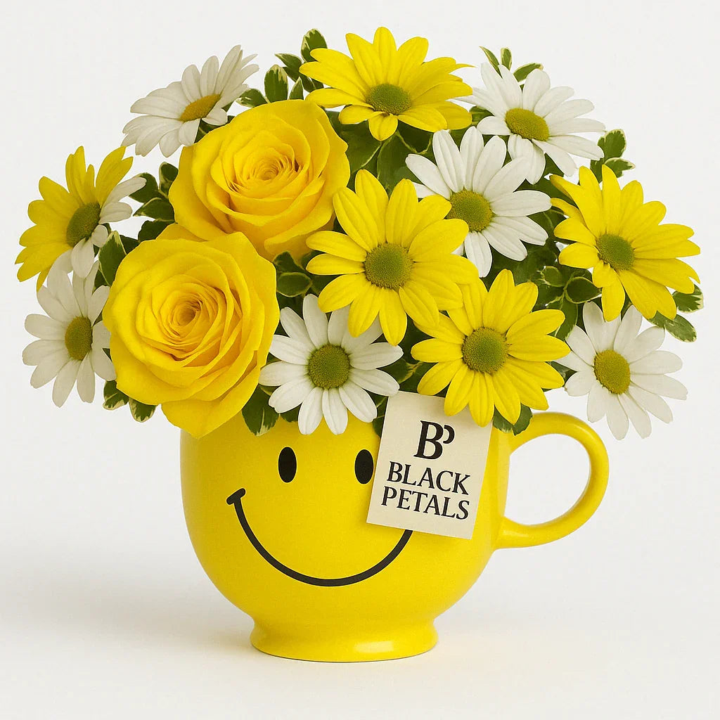 Be Happy® Rose Bouquet by black petals - Black Petals