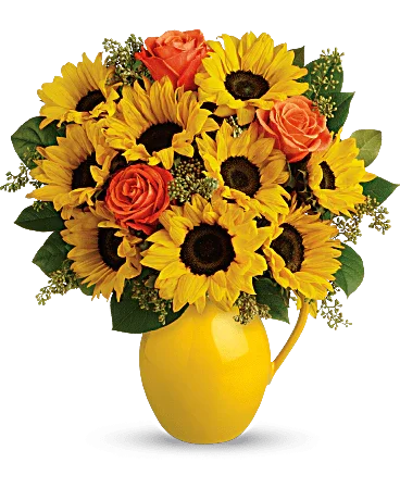 Black Petal's Sunny Day Pitcher of Sunflowers - Black Petals