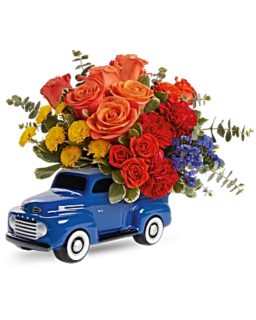Black Petal's Ford Vintage Truck Bouquet - Black Petals