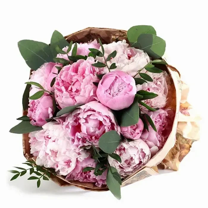 Peonies with eucalyptus - Black Petals