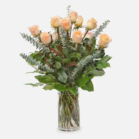 1-Dozen Peach Roses - Black Petals
