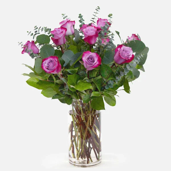 1-Dozen Deep Purple Roses - Black Petals