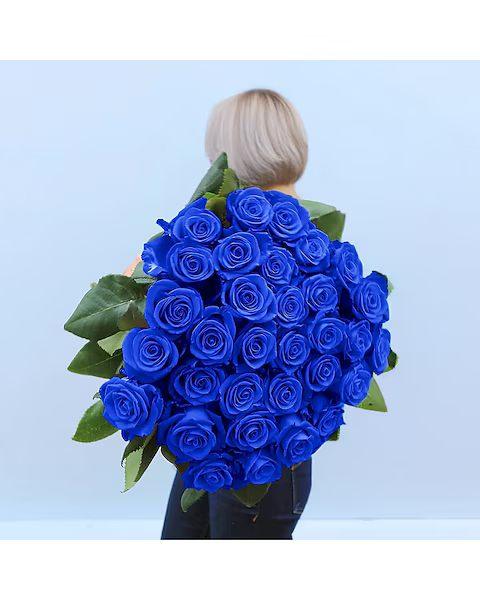 Blue Rose Bouquet - Midnight Blue Roses - Black Petals