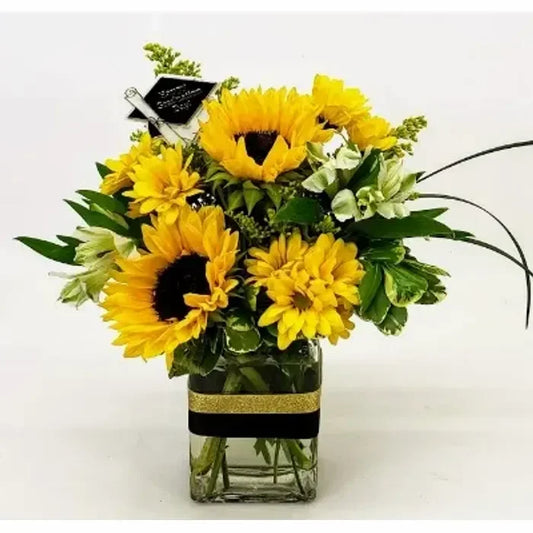 Sunflower Graduation Bouquet - Black Petals