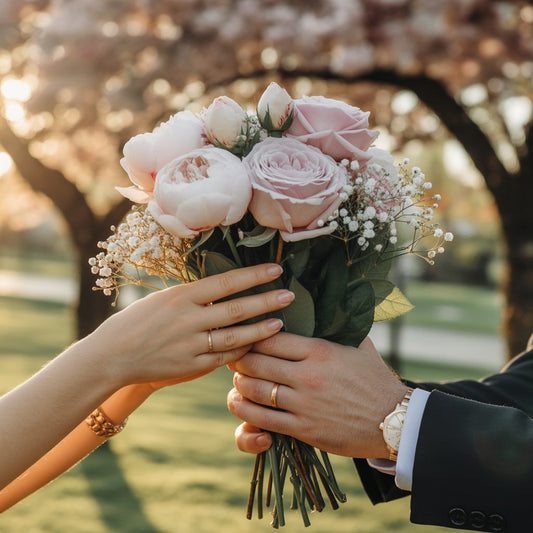 Connection of love with flowers showing romantic floral moments that help couples express emotions naturally