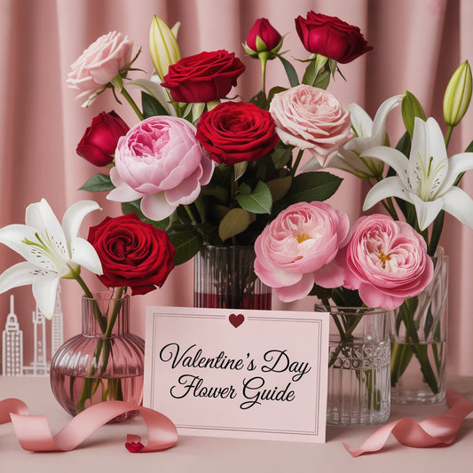 Valentine’s Day flowers guide showing romantic flower arrangements to help couples choose the right floral gift in New York City