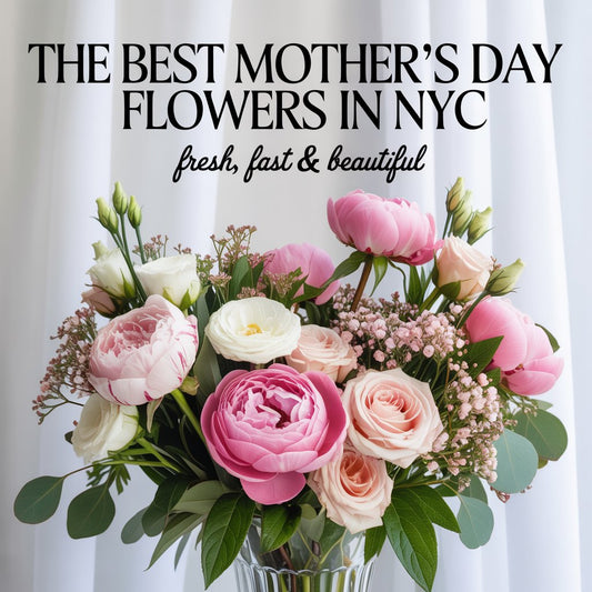Best Mother's Day flowers in NYC — fresh pink peonies, roses and spring bouquet by Black Petals Manhattan florist