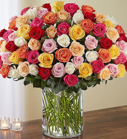 Amazing 100 Premium Long Stem Assorted Roses - Black Petals