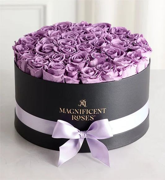 Magnificent Roses® Preserved Lavender Roses - Black Petals